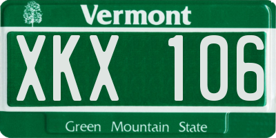 VT license plate XKX106