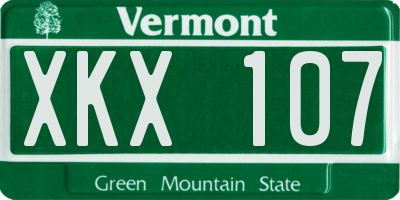 VT license plate XKX107
