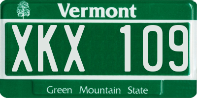 VT license plate XKX109