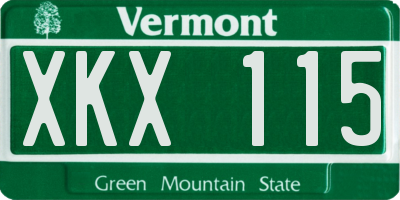 VT license plate XKX115