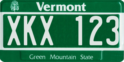 VT license plate XKX123