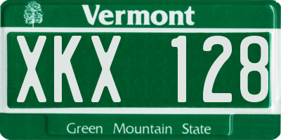 VT license plate XKX128