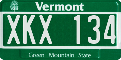 VT license plate XKX134