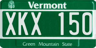 VT license plate XKX150