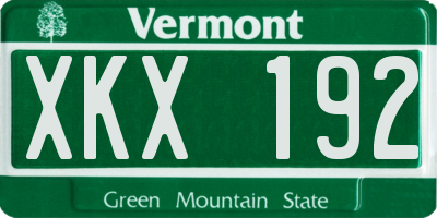 VT license plate XKX192