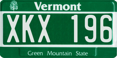 VT license plate XKX196