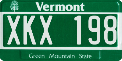 VT license plate XKX198
