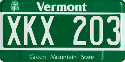 VT license plate XKX203