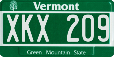 VT license plate XKX209