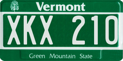 VT license plate XKX210