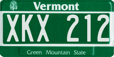 VT license plate XKX212