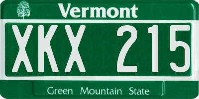 VT license plate XKX215