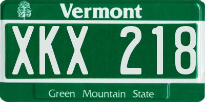 VT license plate XKX218