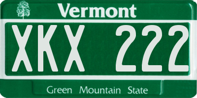 VT license plate XKX222