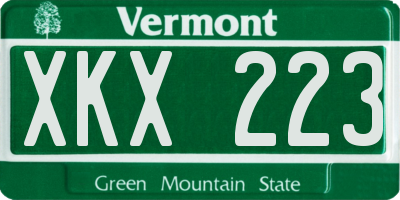 VT license plate XKX223