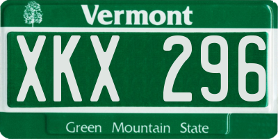 VT license plate XKX296