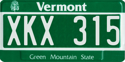 VT license plate XKX315