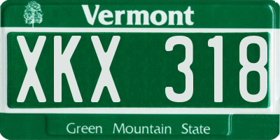 VT license plate XKX318