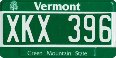VT license plate XKX396