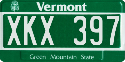 VT license plate XKX397