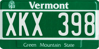 VT license plate XKX398
