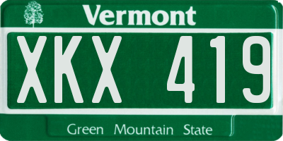 VT license plate XKX419