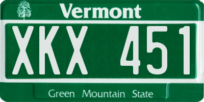 VT license plate XKX451