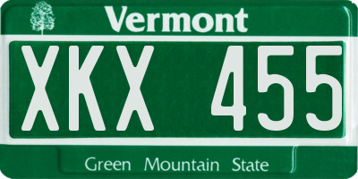 VT license plate XKX455