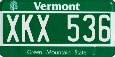 VT license plate XKX536