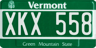 VT license plate XKX558