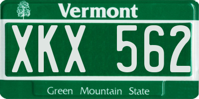 VT license plate XKX562