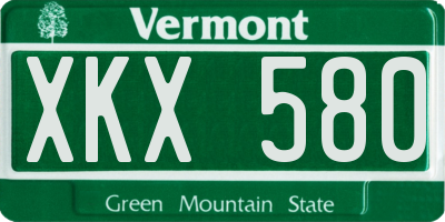 VT license plate XKX580