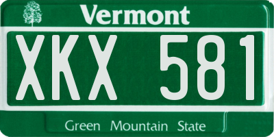 VT license plate XKX581
