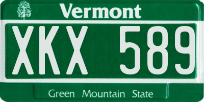 VT license plate XKX589