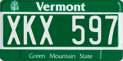 VT license plate XKX597