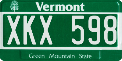VT license plate XKX598