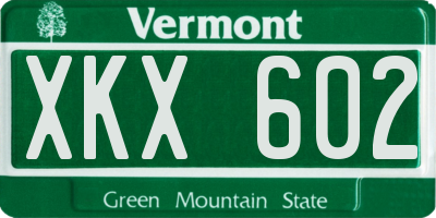 VT license plate XKX602