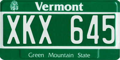 VT license plate XKX645
