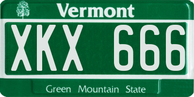 VT license plate XKX666