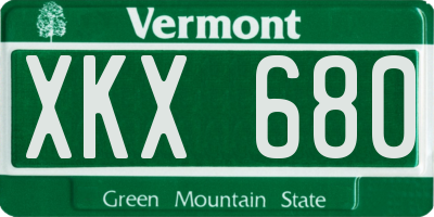 VT license plate XKX680