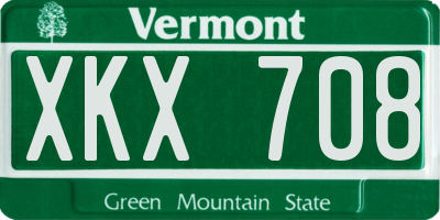 VT license plate XKX708