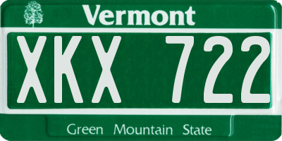 VT license plate XKX722