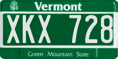 VT license plate XKX728