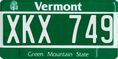 VT license plate XKX749