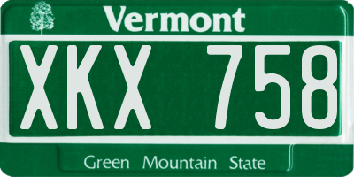 VT license plate XKX758