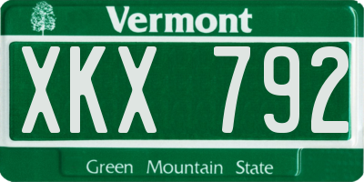 VT license plate XKX792