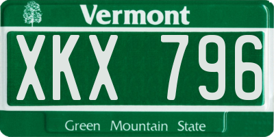 VT license plate XKX796