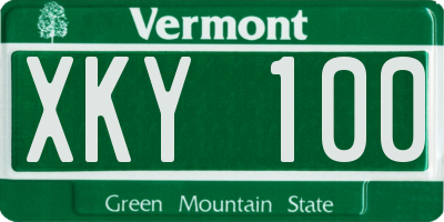 VT license plate XKY100