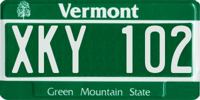 VT license plate XKY102