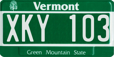 VT license plate XKY103
